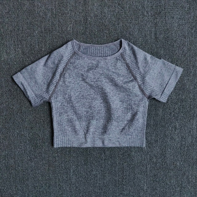 Women Seamless Yoga Shirt-UHXC-Gray-S-Urbanheer