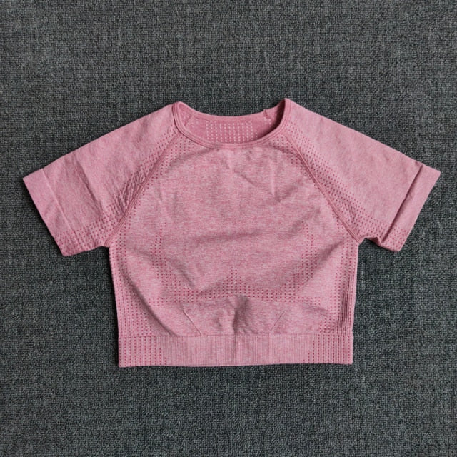 Women Seamless Yoga Shirt-UHXC-Pink-L-Urbanheer