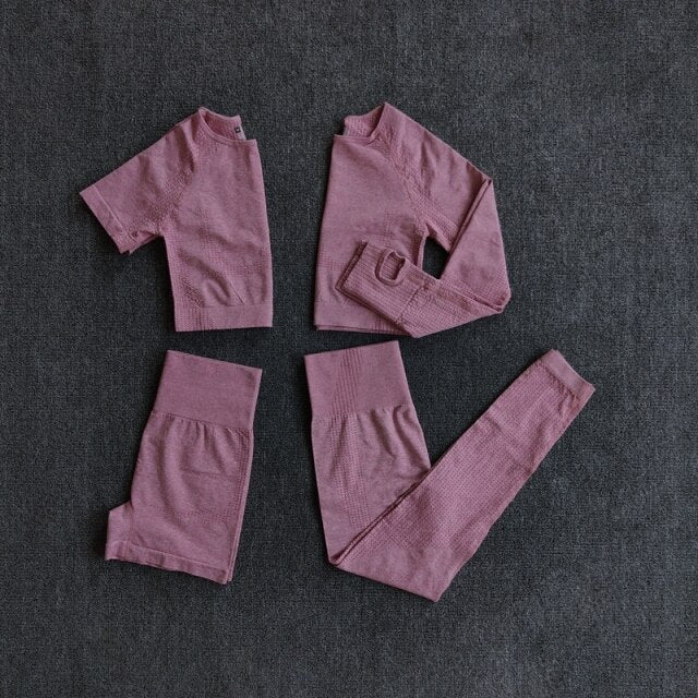 4Pcs Yoga Set Sports-UHXC-Pink-L-Urbanheer