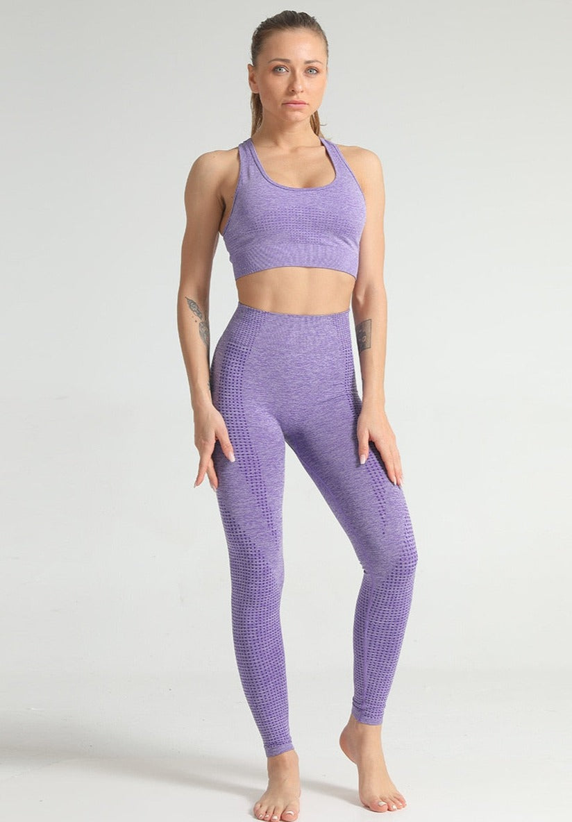 Seamless Active Wear Suit - Top & Leggings-UHXC-Purple Shirt-M-United States-Urbanheer