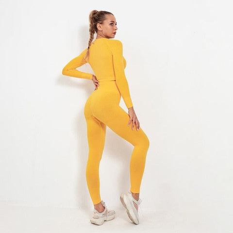 Autumn Yoga Set Women Gym Clothes Seamless Fitness Sportswear Tracksuit Long Sleeve Shirts Leggings Workout Clothing Outfits-UHXC-black set-L-United States-Urbanheer