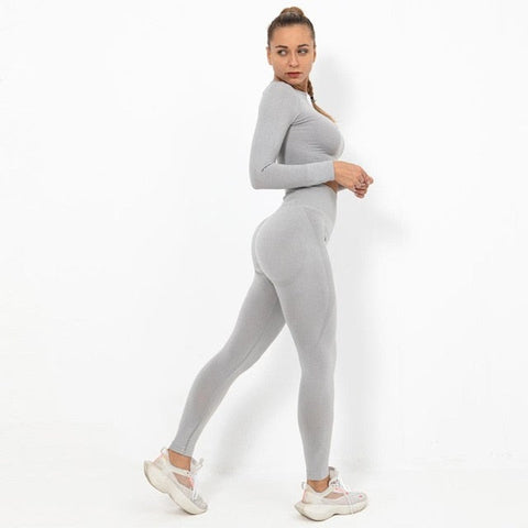 Autumn Yoga Set Women Gym Clothes Seamless Fitness Sportswear Tracksuit Long Sleeve Shirts Leggings Workout Clothing Outfits-UHXC-orange red set-S-United States-Urbanheer