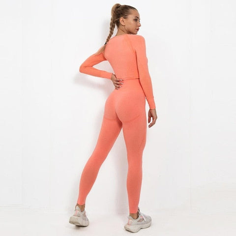 Autumn Yoga Set Women Gym Clothes Seamless Fitness Sportswear Tracksuit Long Sleeve Shirts Leggings Workout Clothing Outfits-UHXC-dark green set 1-M-United States-Urbanheer
