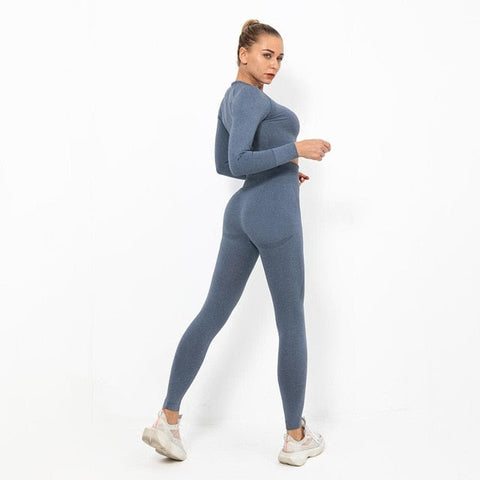 Autumn Yoga Set Women Gym Clothes Seamless Fitness Sportswear Tracksuit Long Sleeve Shirts Leggings Workout Clothing Outfits-UHXC-light gray set-M-United States-Urbanheer