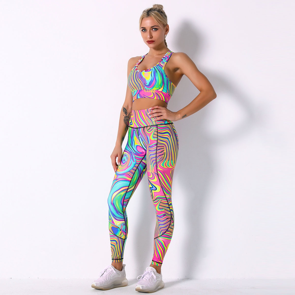Seamless Yoga Suit - Crop Top & Leggings-UHXC-6251 rainbow set-S-United States-Urbanheer