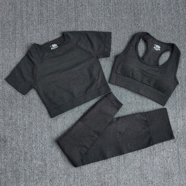 3Pcs Seamless Yoga Workout Set-UHXC-Black-S-Urbanheer