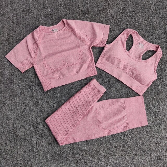 3Pcs Seamless Yoga Workout Set-UHXC-Pink-L-Urbanheer