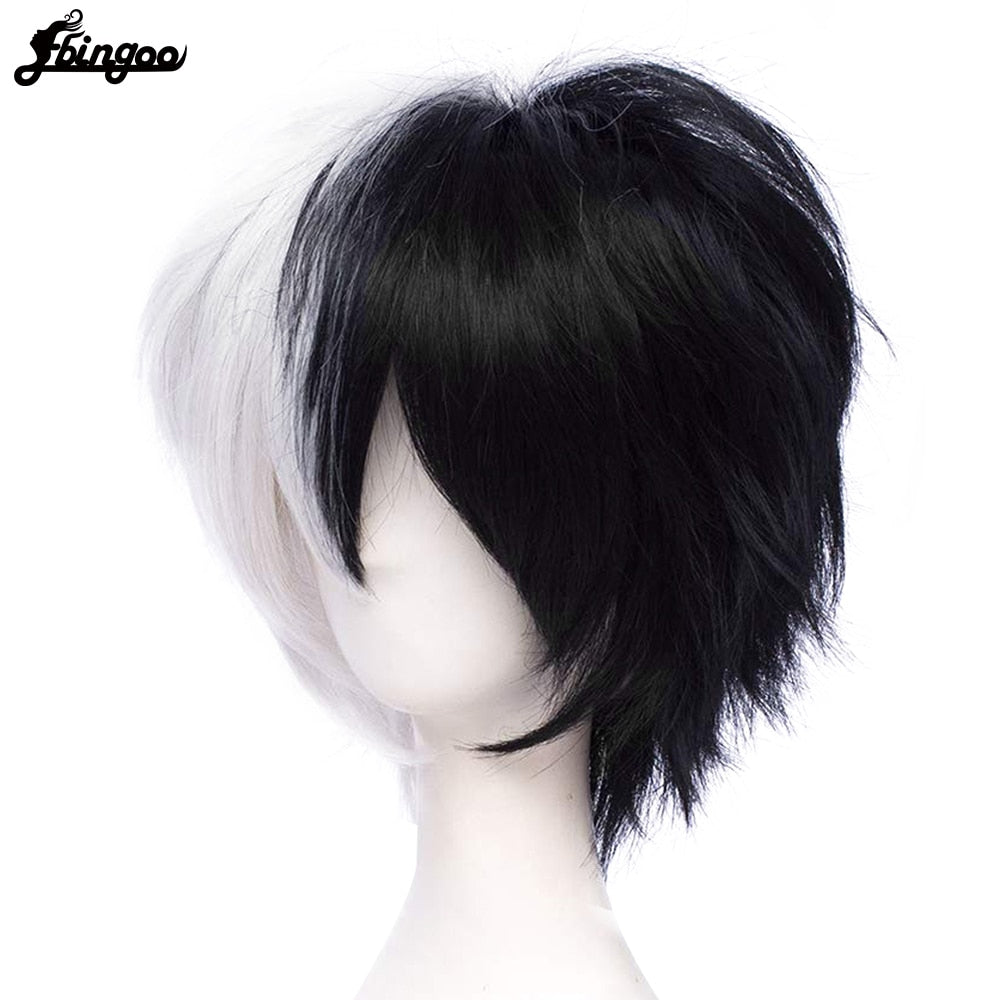 Anime Danganronpa Monokuma Wig White Black Synthetic Hair Costume Dangan Ronpa Women Men For Halloween Party-UHXC-Urbanheer