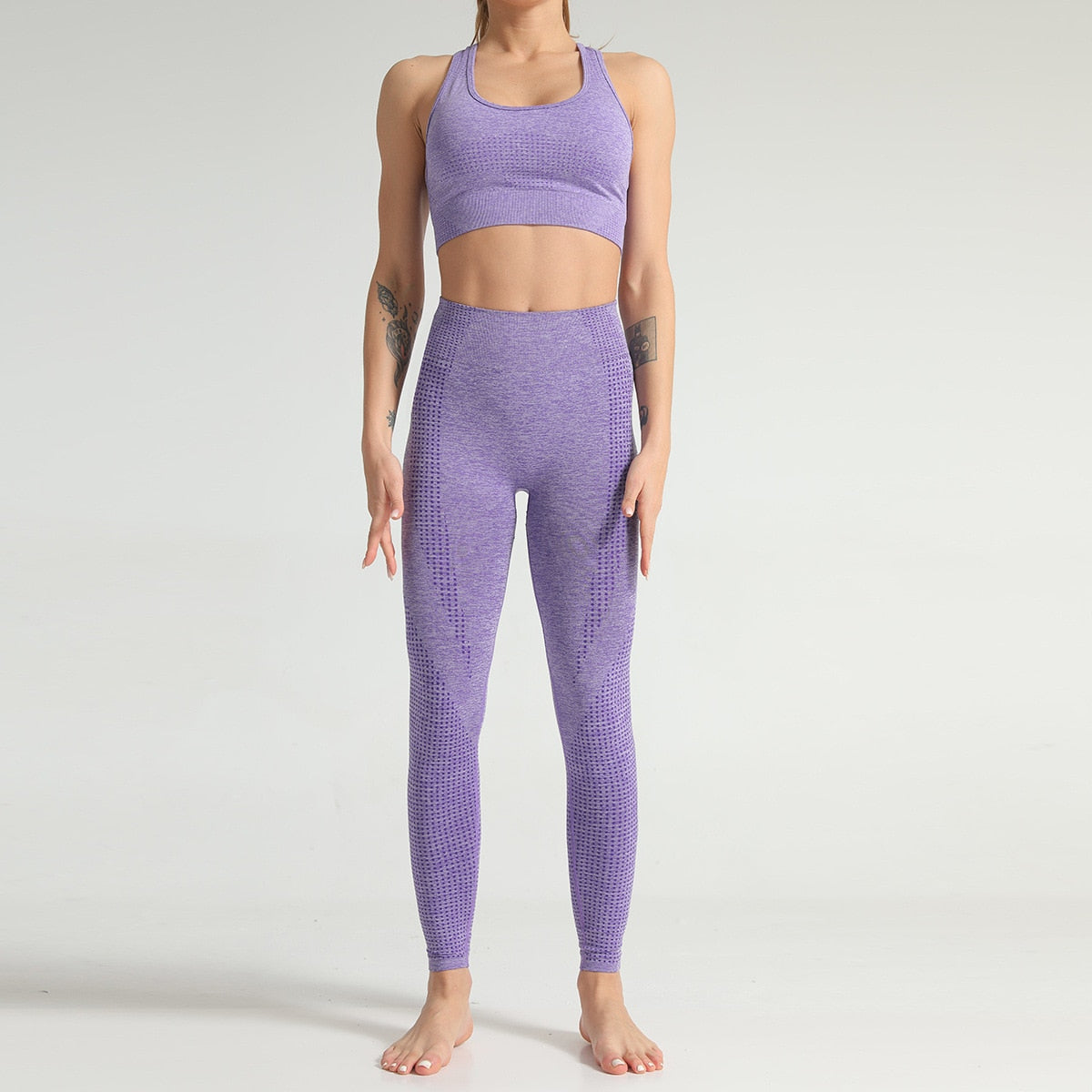 Seamless Active Wear Suit - Top & Leggings-UHXC-Purple Shirt-M-United States-Urbanheer