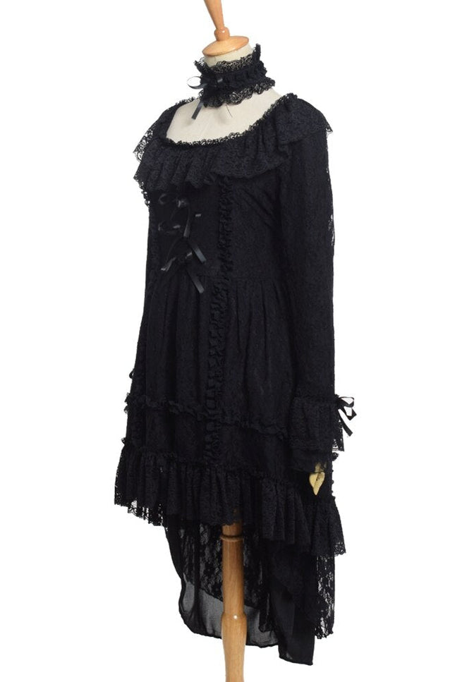 Gothic Black Lace Dress Women Punk Lolita-UHXV-Urbanheer