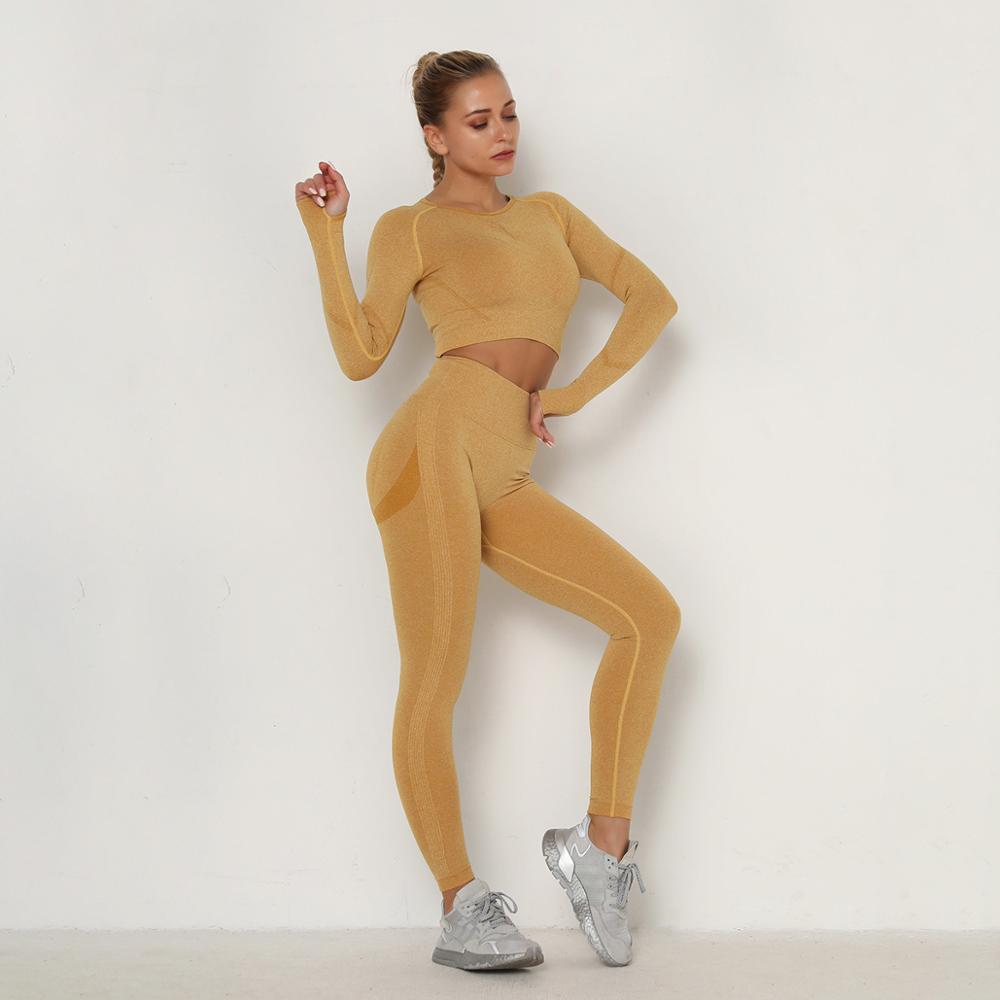 Active Crop Top & Leggings Suit-UHXC-yellow set-M-United States-Urbanheer