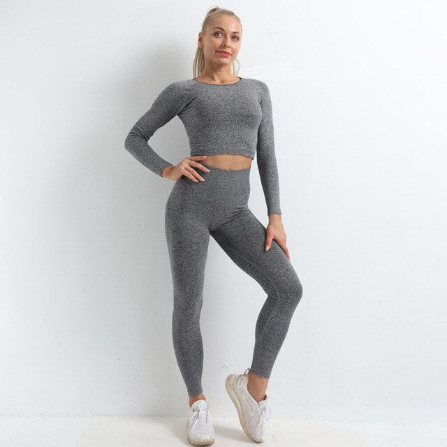 Active Crop Top & Leggings Suit-UHXC-gray set-S-United States-Urbanheer