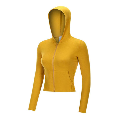Autumn Seamless Solid Yoga Hoodies Long Shirt Jacket Long Sleeve Zipper Sportswear Hooded Top Gym Fitness Workout Sports Tees-UHXC-green-XL-United States-Urbanheer