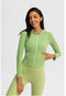 Autumn Seamless Solid Yoga Hoodies Long Shirt Jacket Long Sleeve Zipper Sportswear Hooded Top Gym Fitness Workout Sports Tees-UHXC-green-XL-United States-Urbanheer