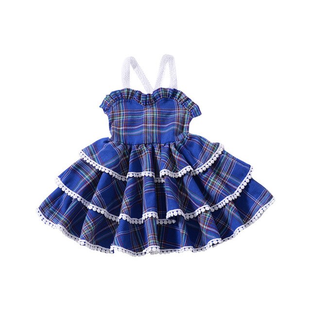 Girls Dress Summer Sleeveless Plaid Kids-UHXV-Blue-3T-United States-Urbanheer