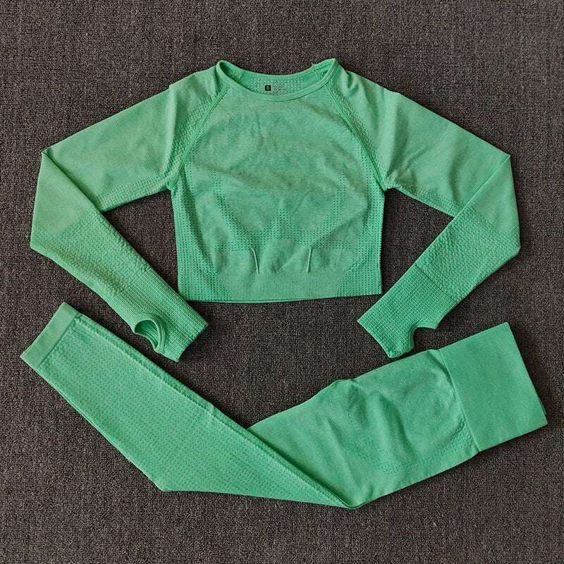 Active Crop Top & Leggings Suit-UHXC-Blue-M-Urbanheer