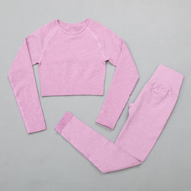 Active Crop Top & Leggings Suit-UHXC-ShirtsPantsPurple-M-Urbanheer