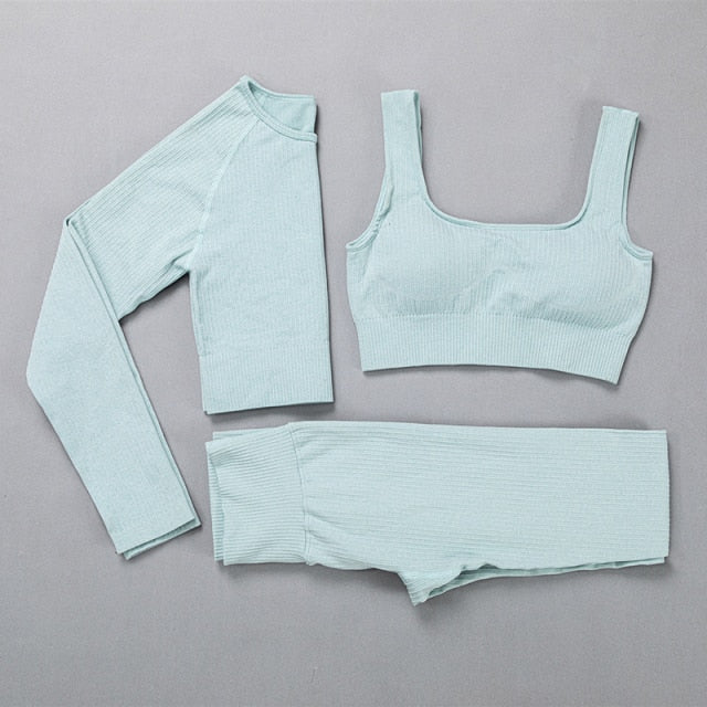 Active Crop Top & Leggings Suit-UHXC-3pcsBlue-S-Urbanheer
