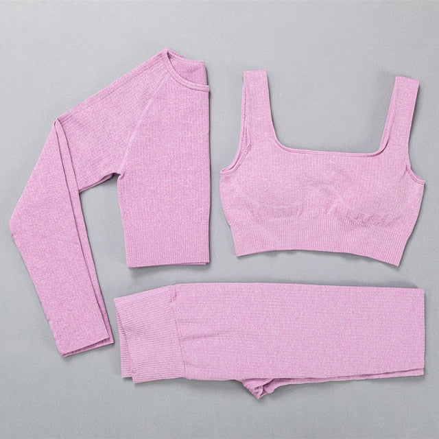 Active Crop Top & Leggings Suit-UHXC-3pcsPurple-L-Urbanheer