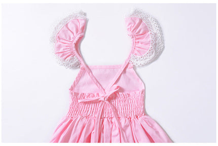 Girls Dress Summer Pink Lace Children