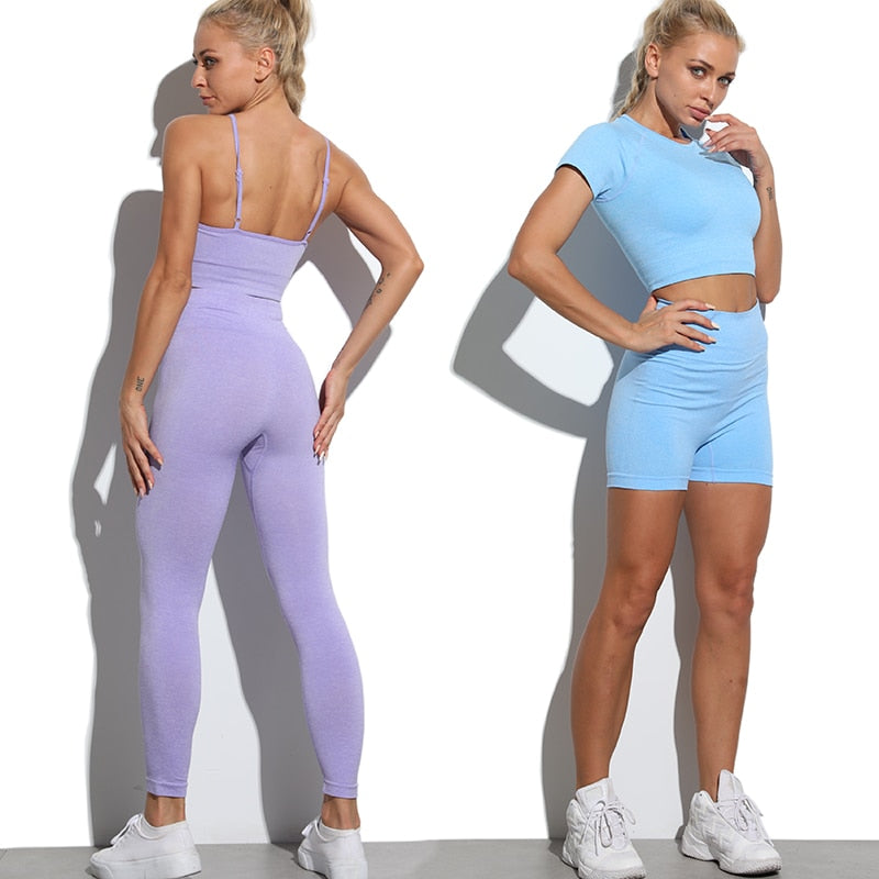 Active Crop Top & Shorts Suit-Clothing - Women-UHXA-BraShirtsPantsWhite-L-Urbanheer