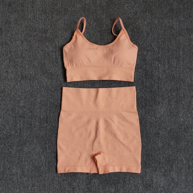 Active Crop Top & Shorts Suit-Clothing - Women-UHXA-BraShirtsPantsPink-M-Urbanheer
