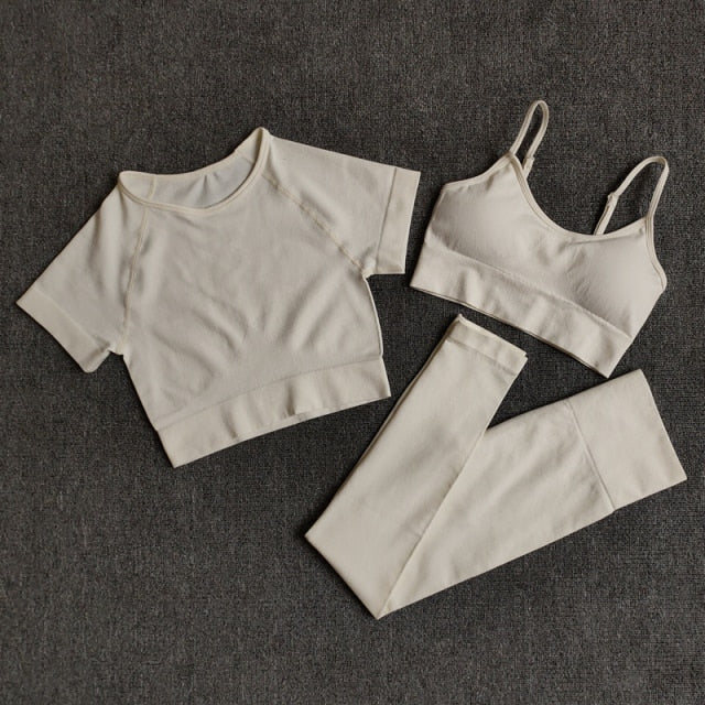 Active Crop Top & Shorts Suit-Clothing - Women-UHXA-BraShirtsPantsWhite-L-Urbanheer
