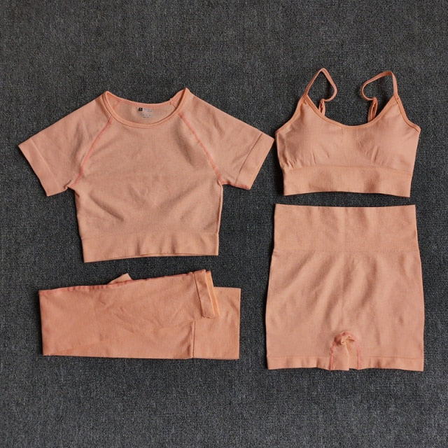 Active Crop Top & Shorts Suit-Clothing - Women-UHXA-BraShirtsPantsWhite-L-Urbanheer