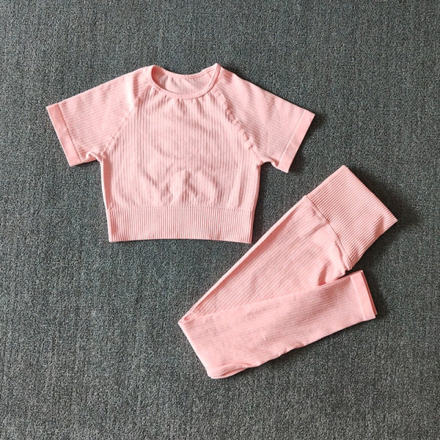 Seamless Active Wear Suit - Top & Leggings-UHXC-Orange-M(56-62KG)-Urbanheer