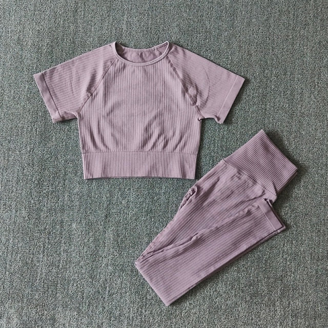 Seamless Active Wear Suit - Top & Leggings-UHXC-DarkPurple-S(45-55KG)-Urbanheer