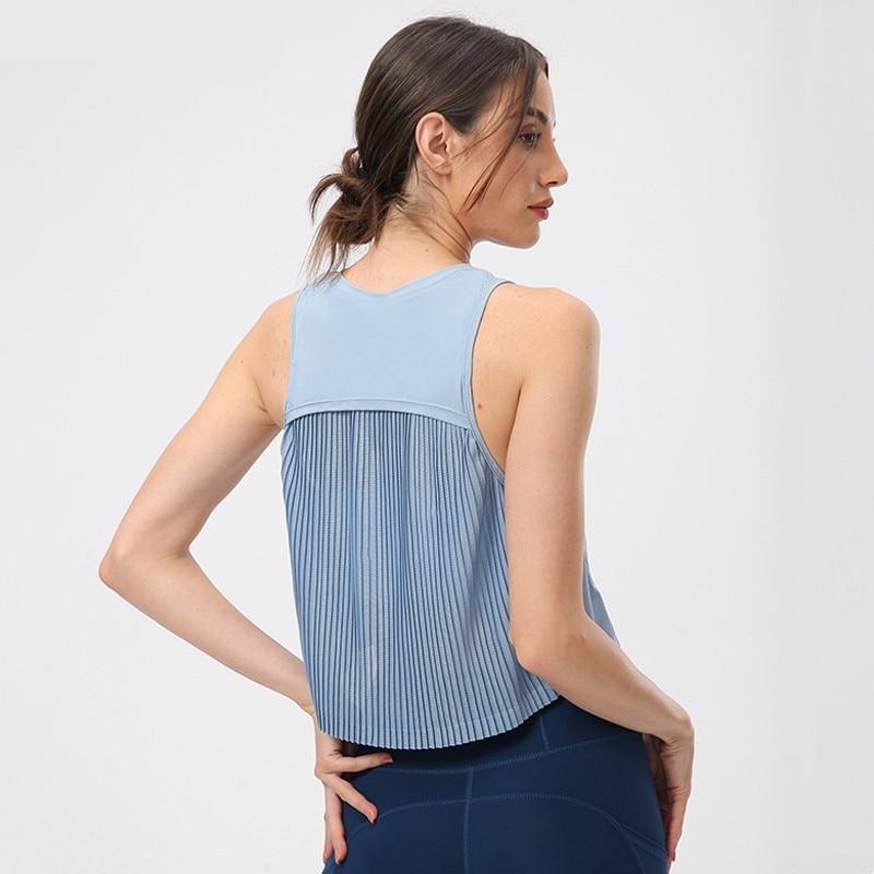 High-Neck Yoga Fitness Tank Tops Vest Women Loose Fit Quick Dry Workout Athletic Crop Top Sleeveless Shirts-UHXV-Black-4-XS-Urbanheer