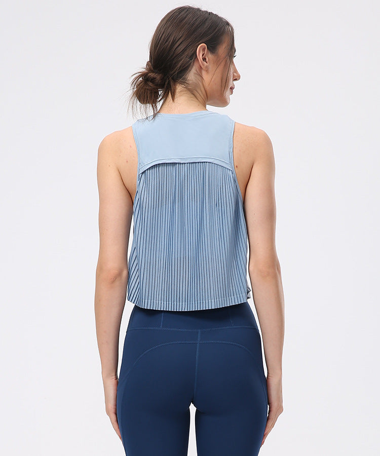 High-Neck Yoga Fitness Tank Tops Vest Women Loose Fit Quick Dry Workout Athletic Crop Top Sleeveless Shirts-UHXV-Black-4-XS-Urbanheer