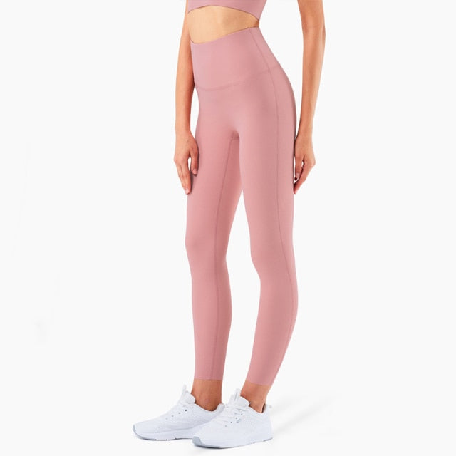 4 Way Stretch Naked Feel Athletic Leggings-Clothing - Women-UHXA-Pink Pastel-4-Urbanheer
