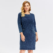 Women'S Plus Size Denim Dress Elasticity-UHXV-56-Urbanheer