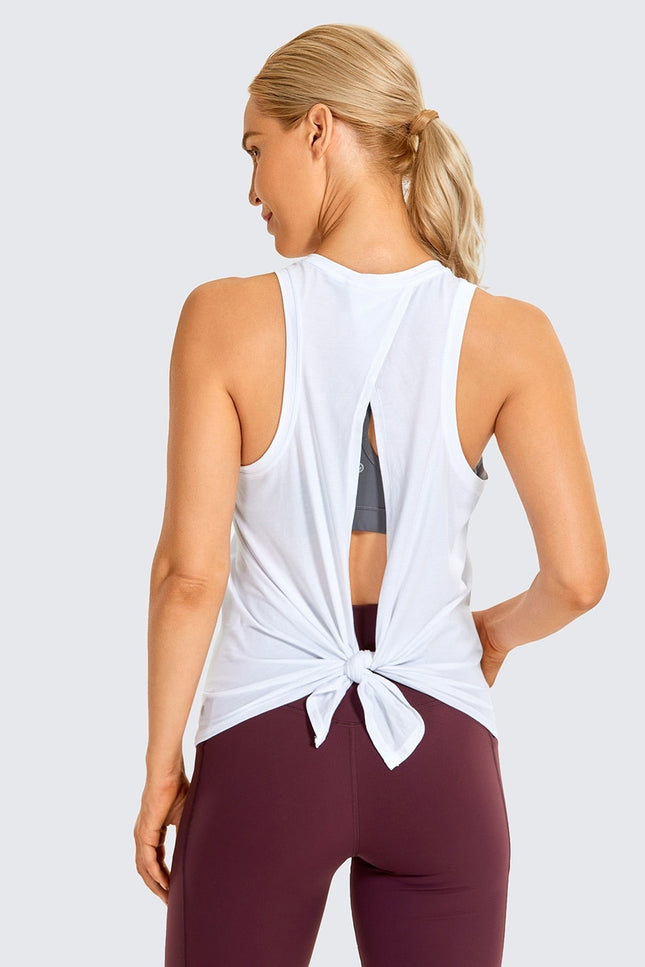 Women's Pima Cotton Tie Back Workout Top-Clothing - Women-UHXA-Urbanheer