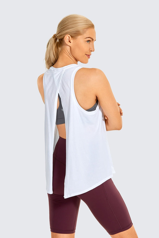Women's Pima Cotton Tie Back Workout Top-Clothing - Women-UHXA-Purple Gray05-US00-Urbanheer