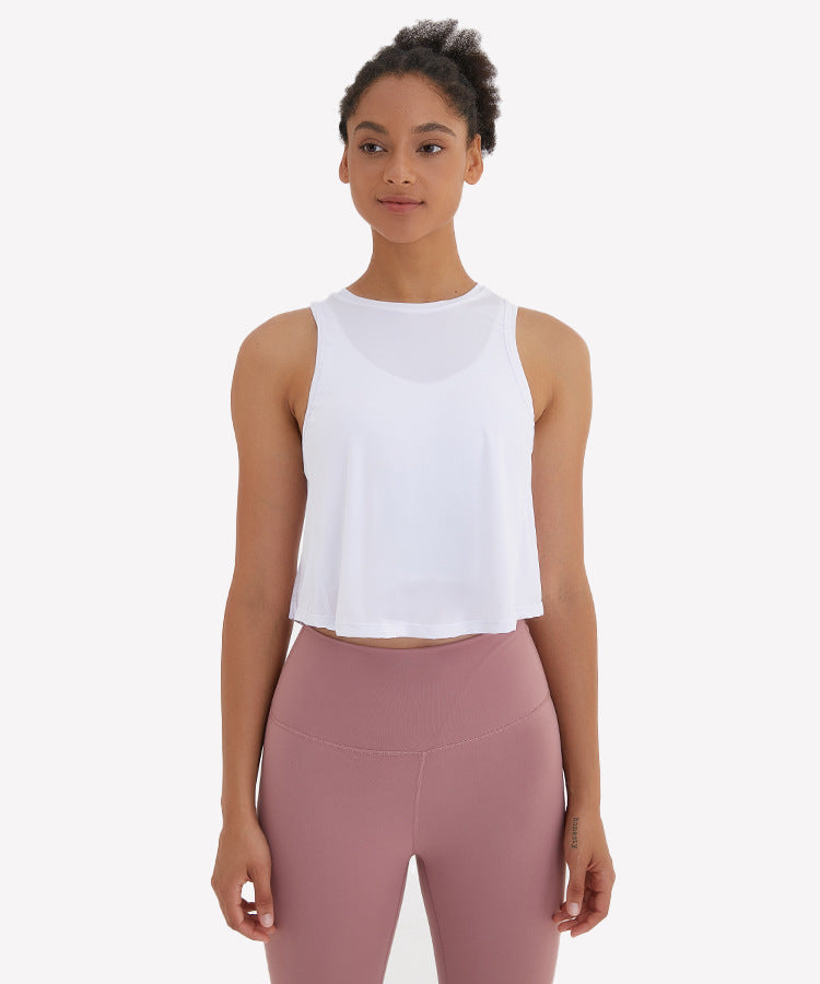 High-Neck Yoga Fitness Tank Tops Vest Women Loose Fit Quick Dry Workout Athletic Crop Top Sleeveless Shirts-UHXV-Black-4-XS-Urbanheer