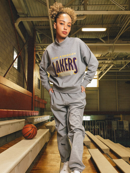 Los Angeles Lakers Sweatsuit Pants Only-mock neck bottoms-QORE-S/M-Urbanheer