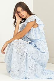 Be My Lover Eyelet Tie-Detail Maxi Dress-Street 360-S-Blue-Urbanheer