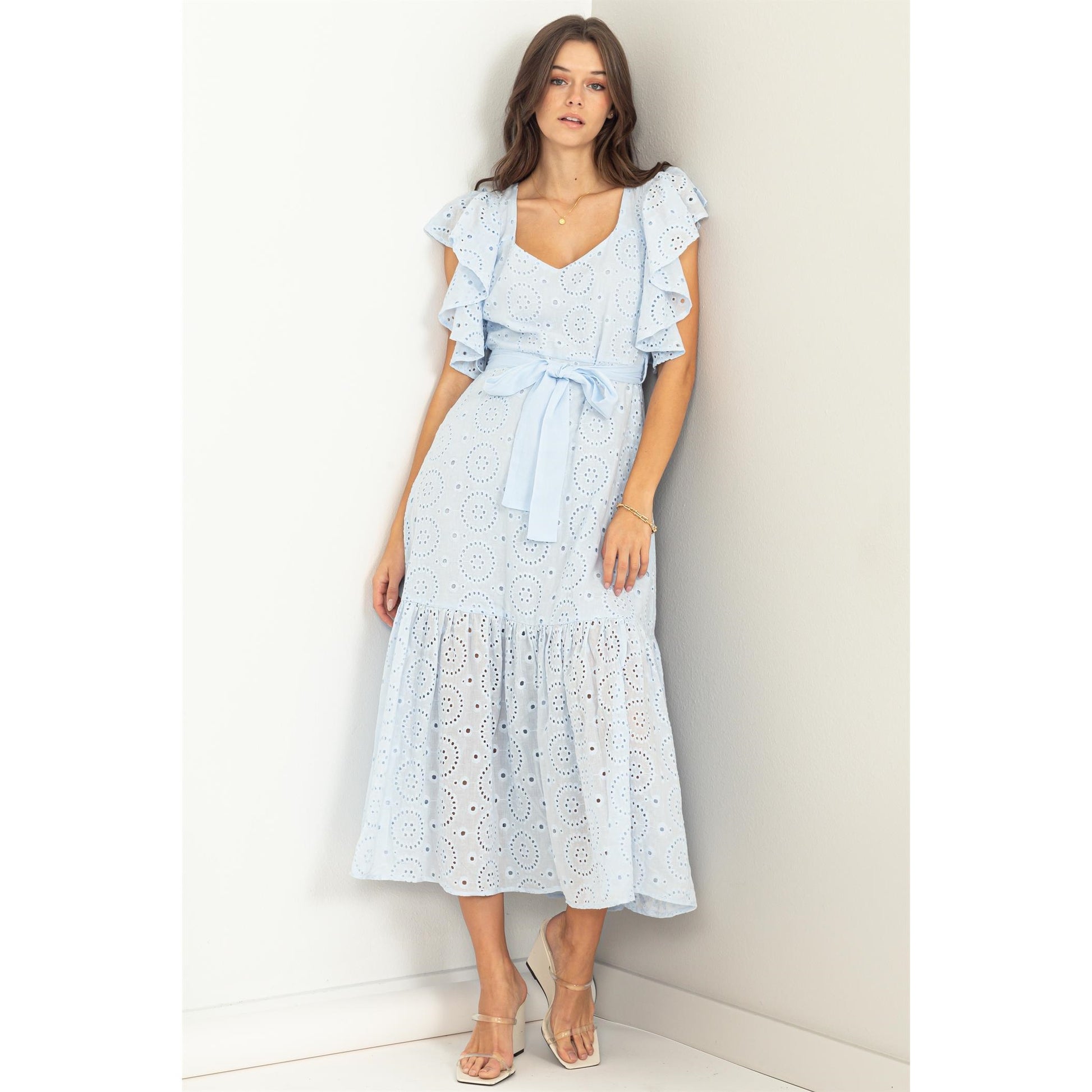 Be My Lover Eyelet Tie-Detail Maxi Dress-Street 360-S-Blue-Urbanheer