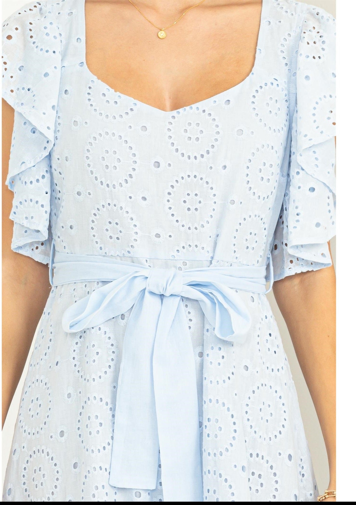 Be My Lover Eyelet Tie-Detail Maxi Dress-Street 360-S-Blue-Urbanheer