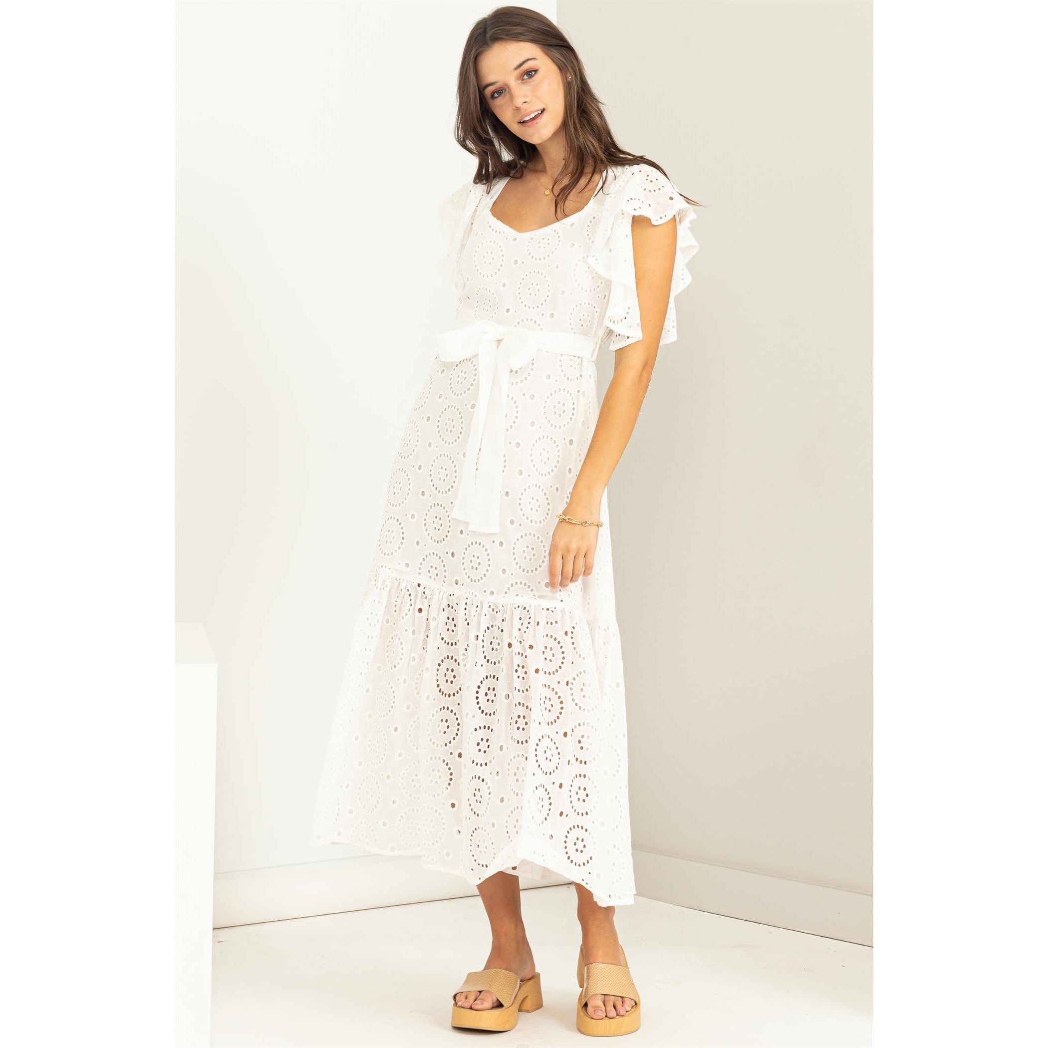 Be My Lover Eyelet Tie-Detail Maxi Dress-Street 360-S-Off White-Urbanheer