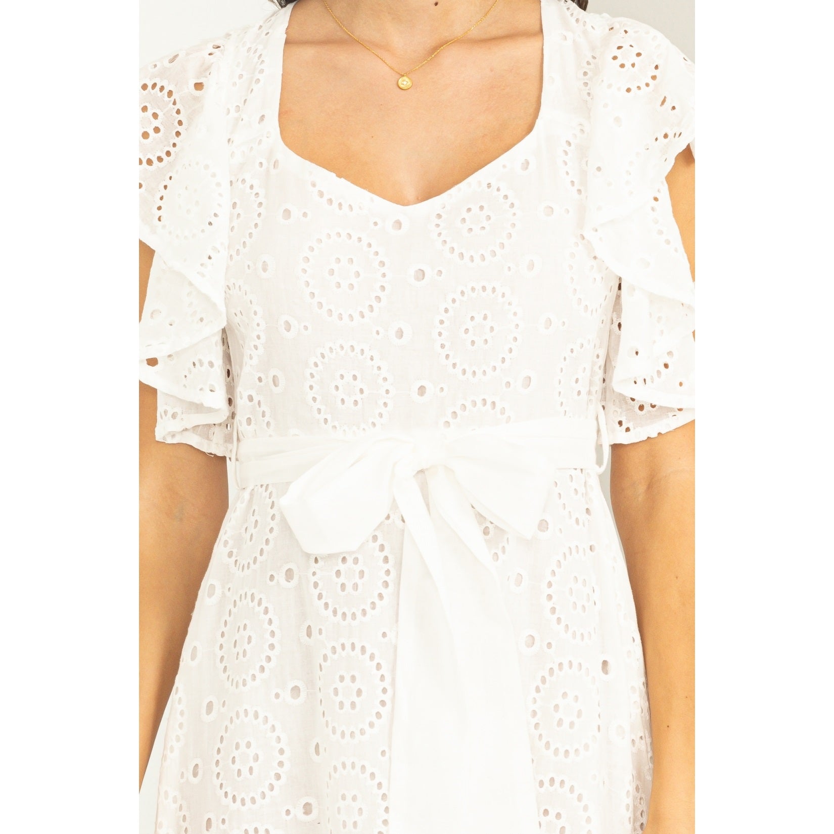 Be My Lover Eyelet Tie-Detail Maxi Dress-Street 360-S-Off White-Urbanheer