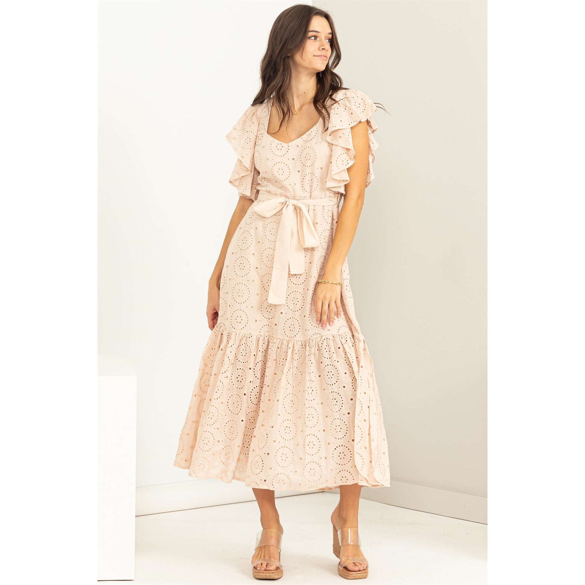 Be My Lover Eyelet Tie-Detail Maxi Dress-Street 360-S-Sand-Urbanheer