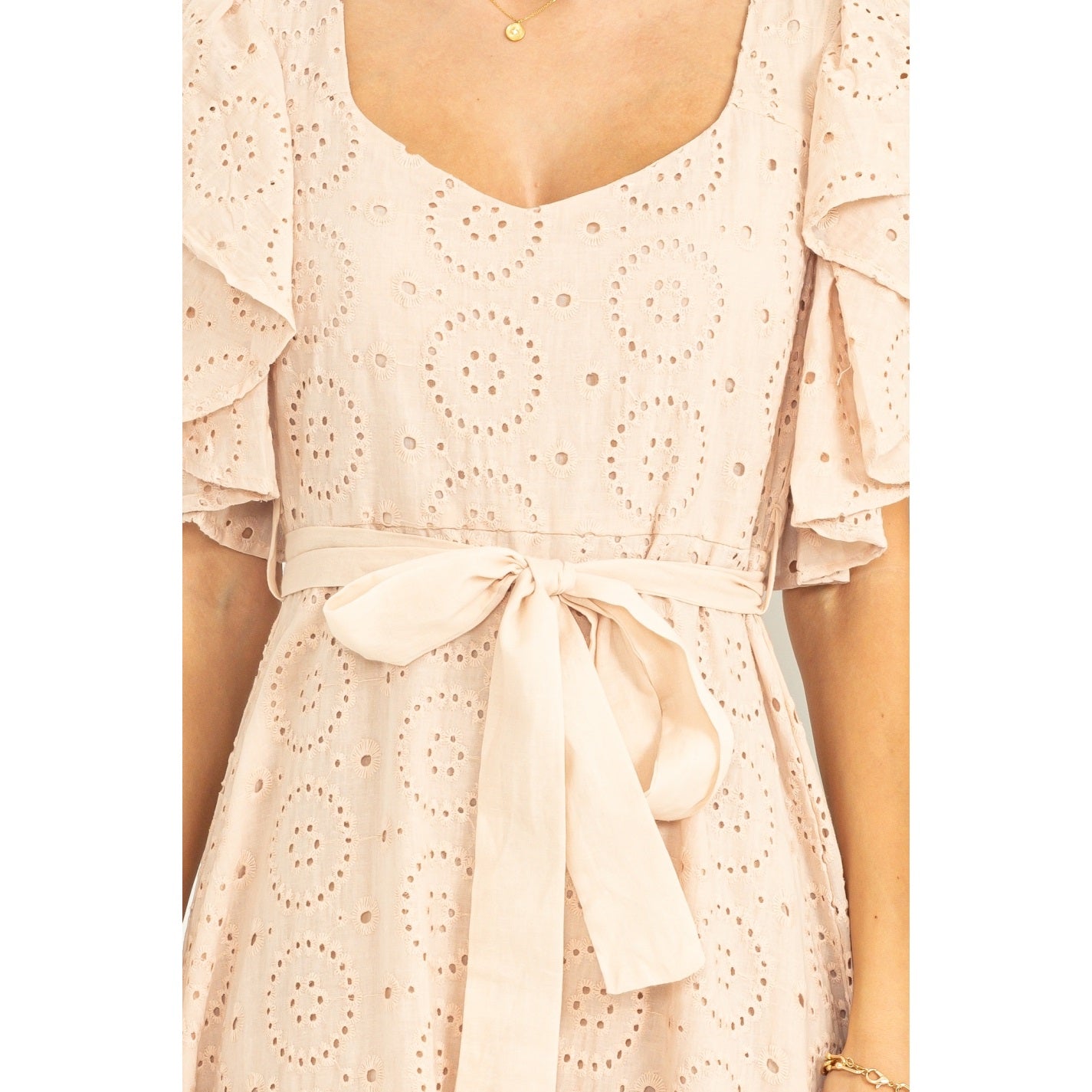 Be My Lover Eyelet Tie-Detail Maxi Dress-Street 360-S-Sand-Urbanheer