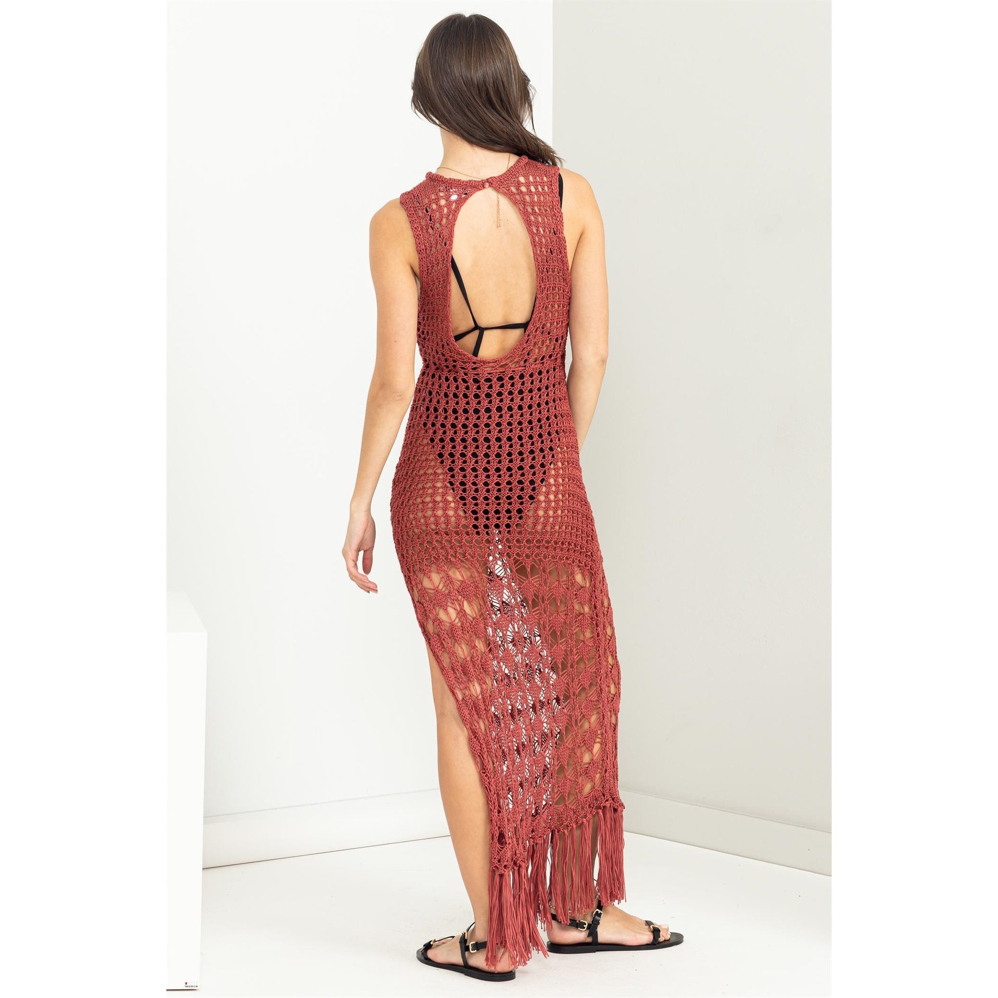 Cutout Crochet Cover-Up Maxi Dress-Street 360-S-Mineral Red-Urbanheer