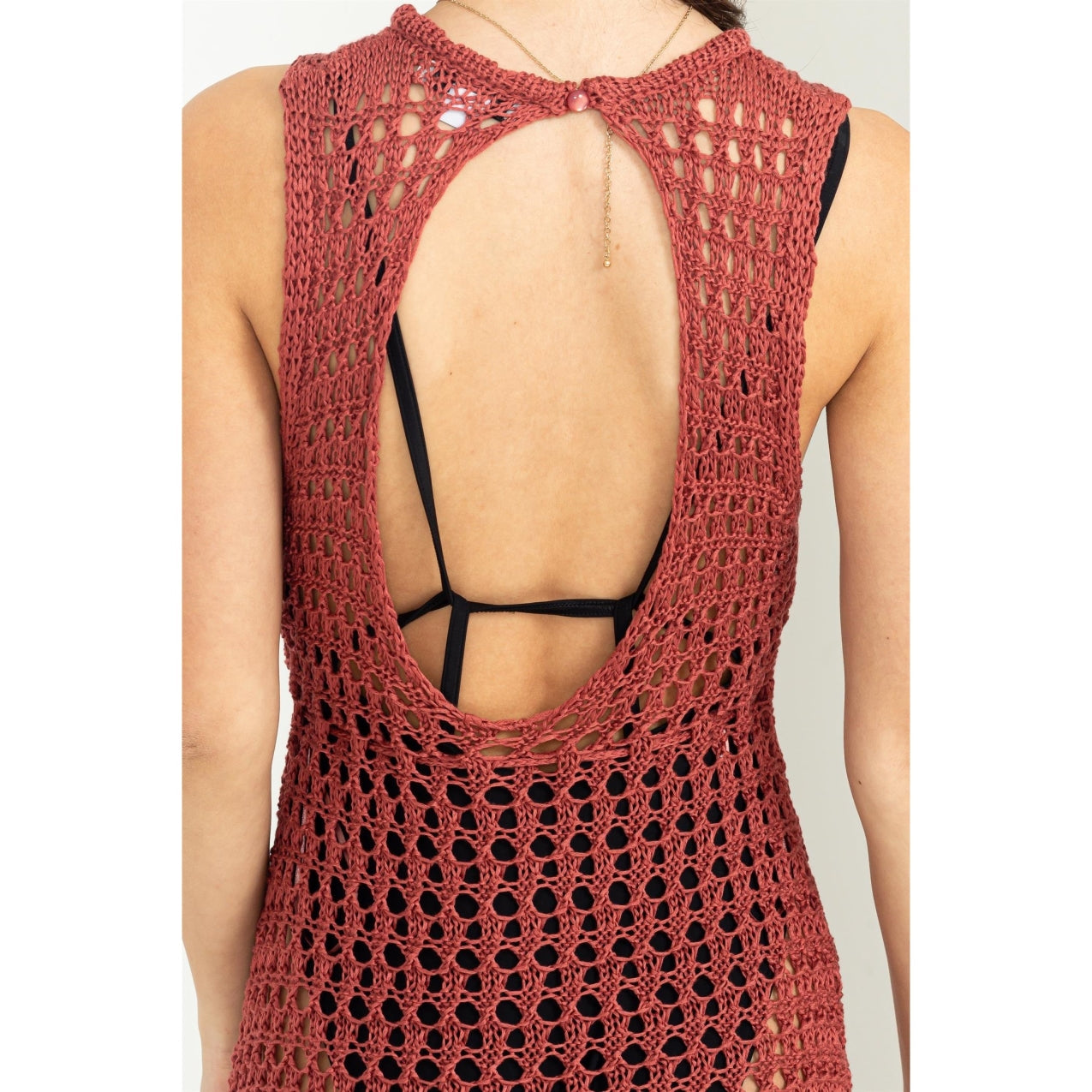 Cutout Crochet Cover-Up Maxi Dress-Street 360-S-Mineral Red-Urbanheer