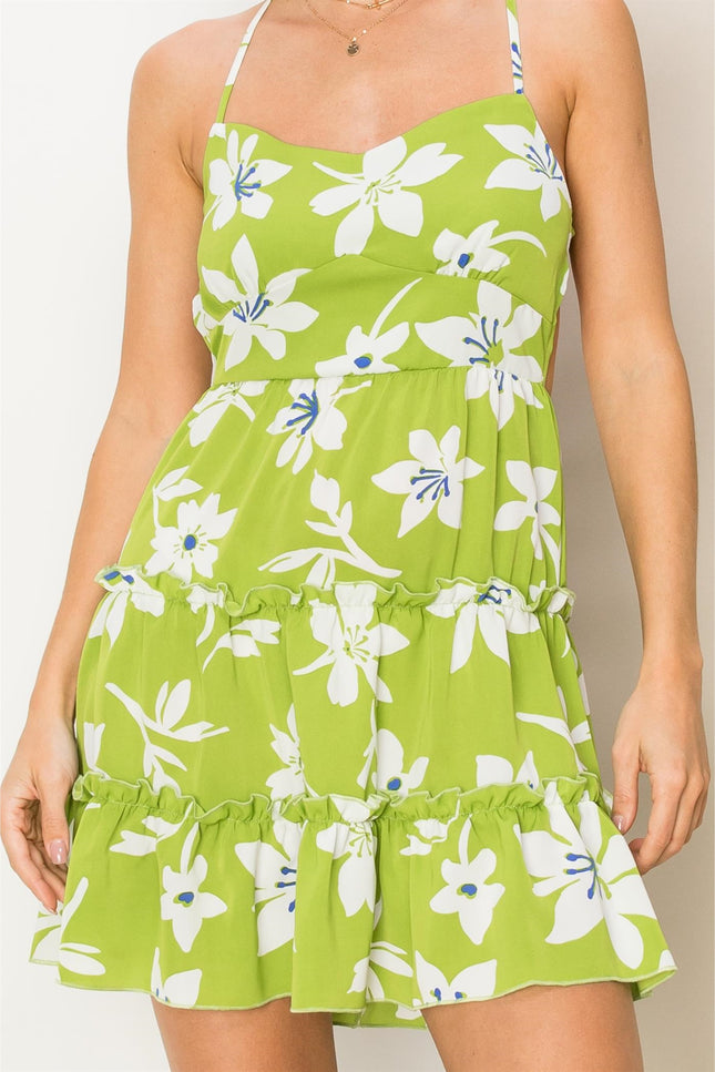 Taking It Easy Floral-Print Tie-Back Mini Dress-HYFVE-Urbanheer