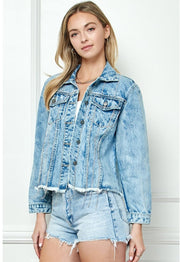Rhinestone Stripe Seam Denim Jacket-Veveret-S-Urbanheer