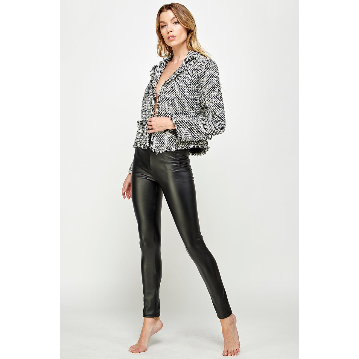 Raw Hem Tweed Jacket-LUXYUSA-S-Urbanheer